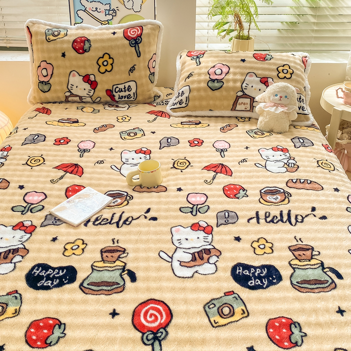 91家纺网 家纺一手货源 找家纺 眠势力 2025新款暖绒泡泡床笠单件冬季保暖床罩牛奶绒床垫保护套 可爱多【暖绒泡泡床笠】