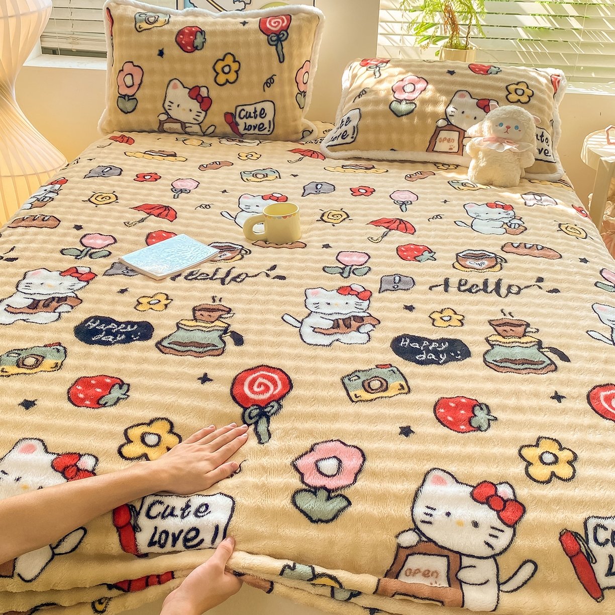 91家纺网 家纺一手货源 找家纺 眠势力 2025新款暖绒泡泡床笠单件冬季保暖床罩牛奶绒床垫保护套 可爱多【暖绒泡泡床笠】