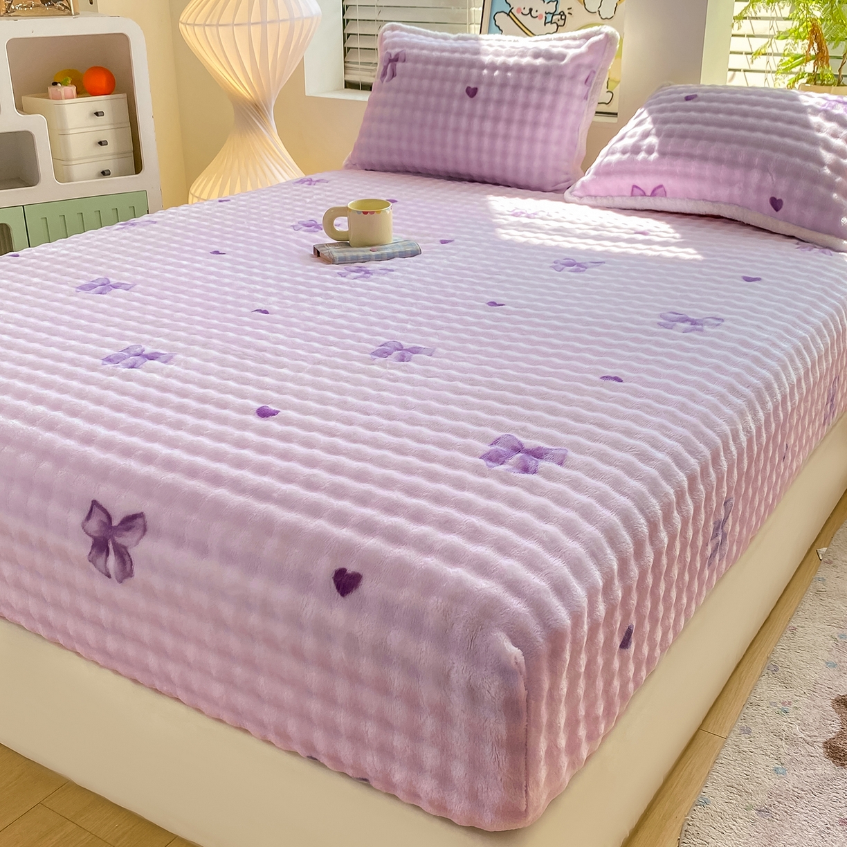 91家纺网 家纺一手货源 找家纺 眠势力 2025新款暖绒泡泡床笠单件冬季保暖床罩牛奶绒床垫保护套 罗马情节【暖绒泡泡床笠】