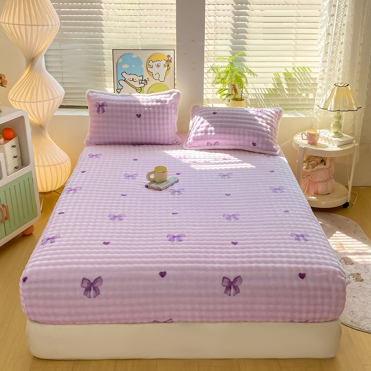 91家纺网 家纺一手货源 找家纺 眠势力 2025新款暖绒泡泡床笠单件冬季保暖床罩牛奶绒床垫保护套 罗马情节【暖绒泡泡床笠】