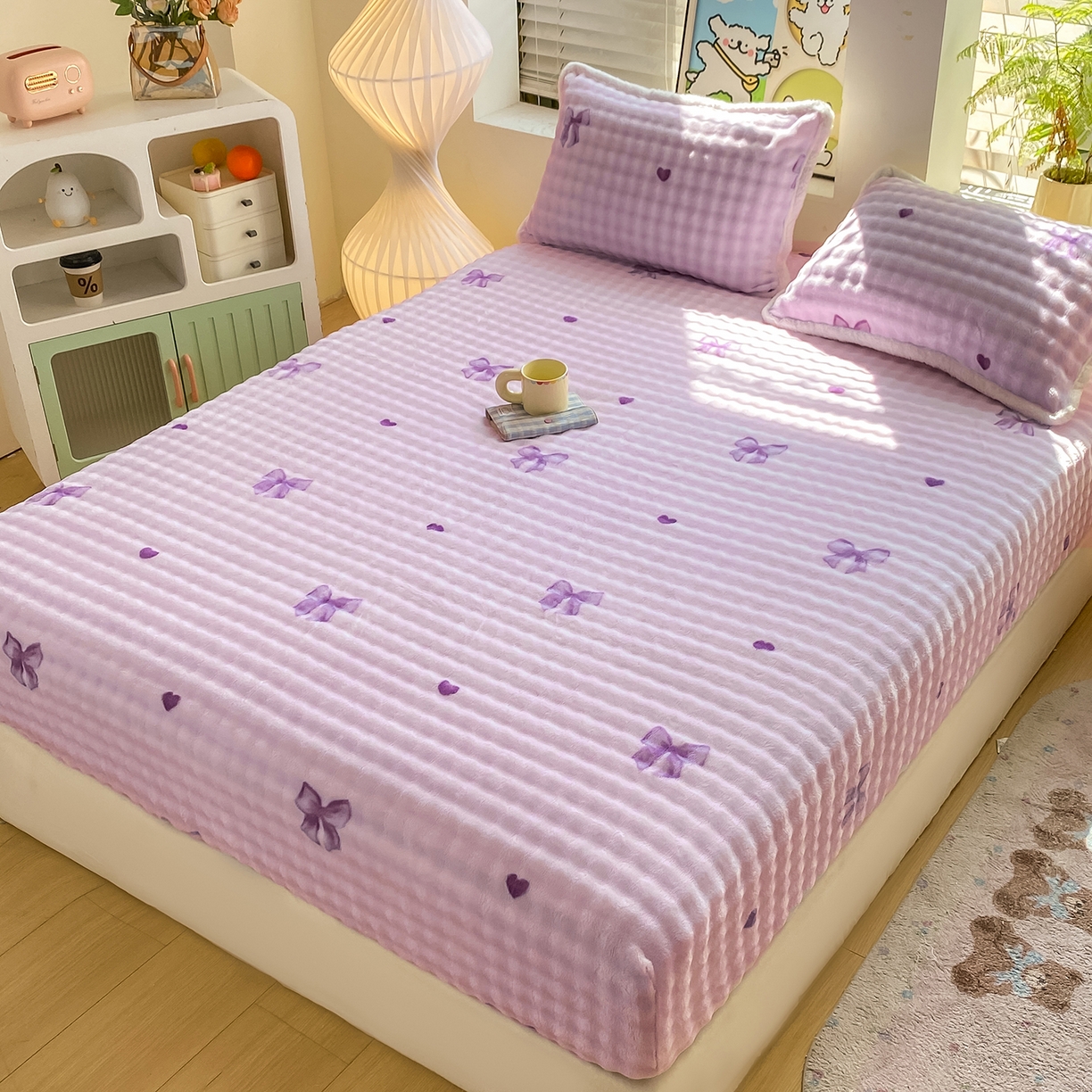 91家纺网 家纺一手货源 找家纺 眠势力 2025新款暖绒泡泡床笠单件冬季保暖床罩牛奶绒床垫保护套 罗马情节【暖绒泡泡床笠】