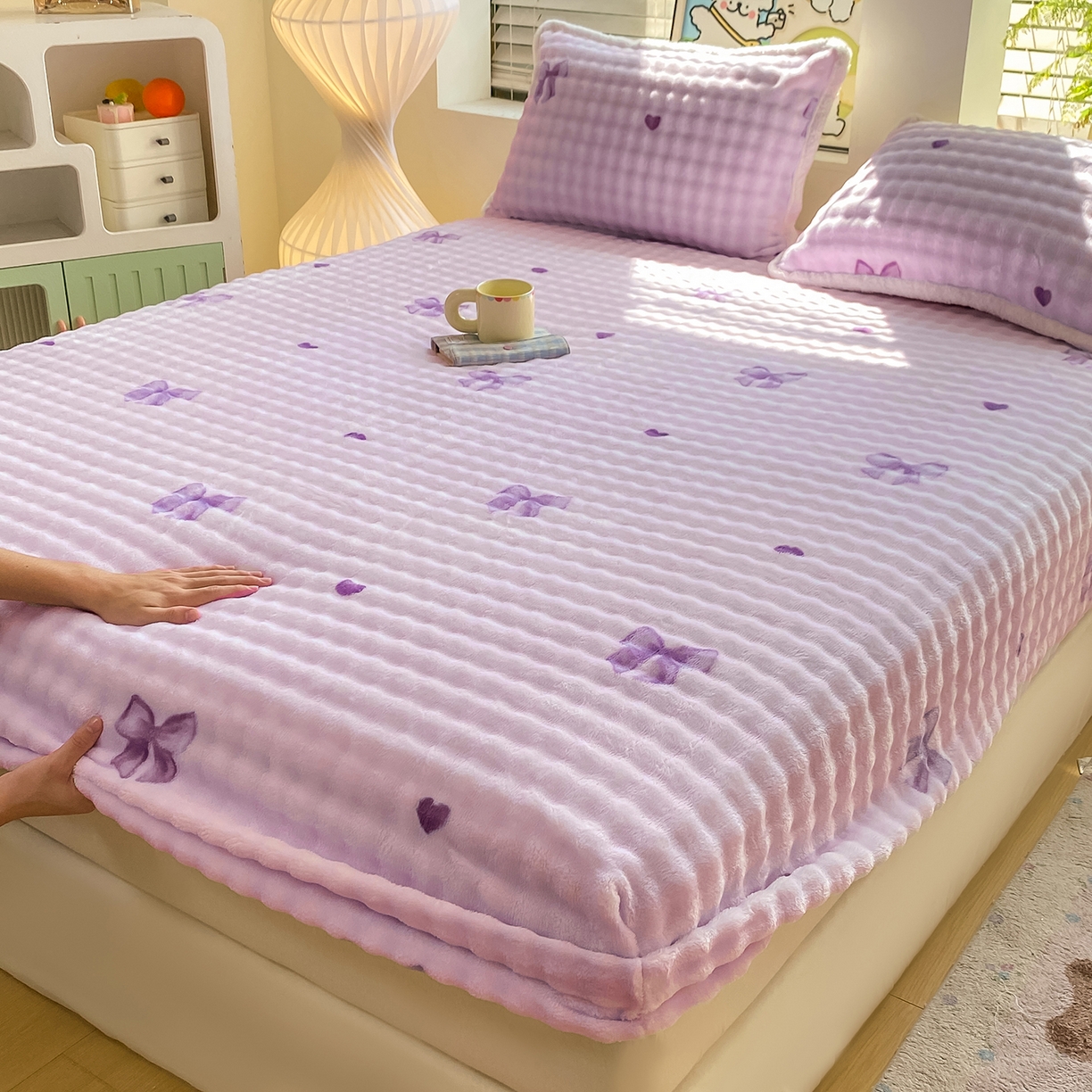 91家纺网 家纺一手货源 找家纺 眠势力 2025新款暖绒泡泡床笠单件冬季保暖床罩牛奶绒床垫保护套 罗马情节【暖绒泡泡床笠】