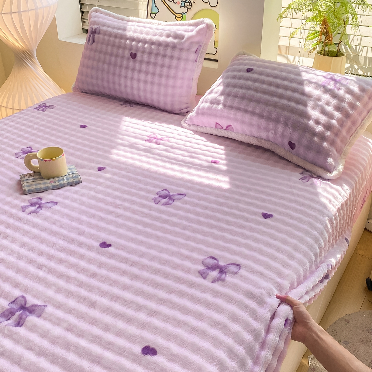 91家纺网 家纺一手货源 找家纺 眠势力 2025新款暖绒泡泡床笠单件冬季保暖床罩牛奶绒床垫保护套 罗马情节【暖绒泡泡床笠】