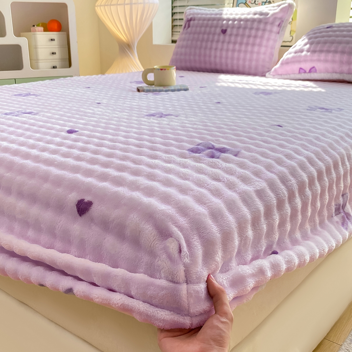 91家纺网 家纺一手货源 找家纺 眠势力 2025新款暖绒泡泡床笠单件冬季保暖床罩牛奶绒床垫保护套 罗马情节【暖绒泡泡床笠】