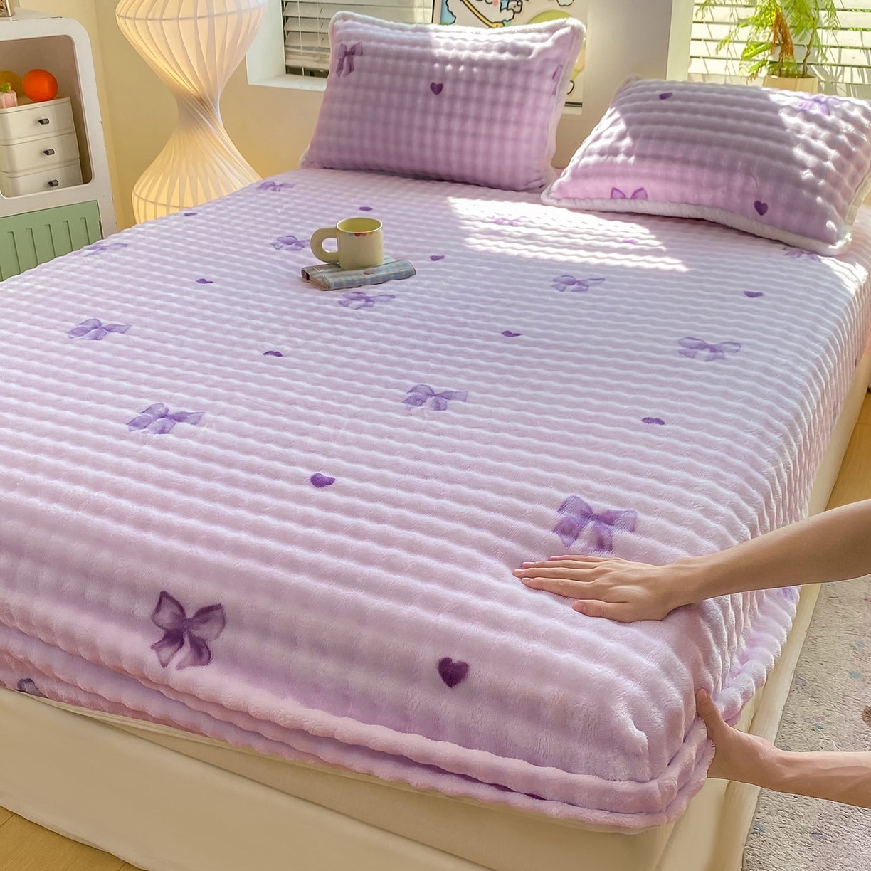 91家纺网 家纺一手货源 找家纺 眠势力 2025新款暖绒泡泡床笠单件冬季保暖床罩牛奶绒床垫保护套 罗马情节【暖绒泡泡床笠】