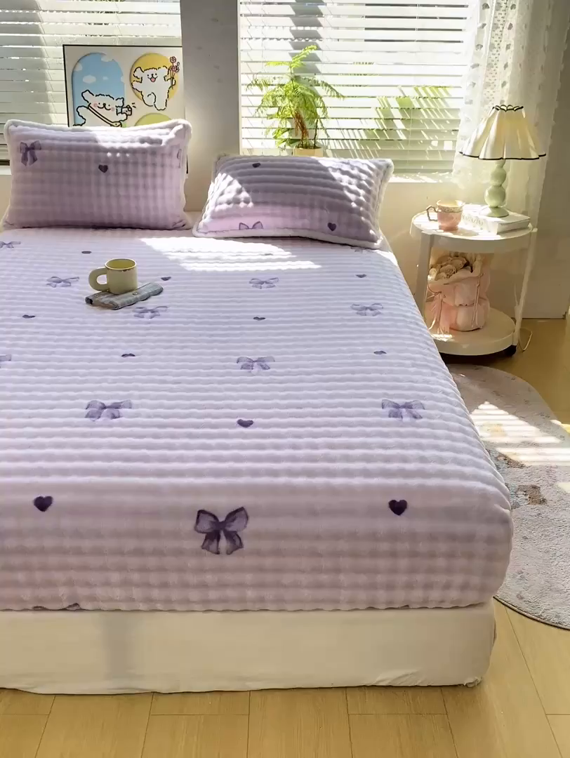 91家纺网 家纺一手货源 找家纺 眠势力 2025新款暖绒泡泡床笠单件冬季保暖床罩牛奶绒床垫保护套 罗马情节【暖绒泡泡床笠】