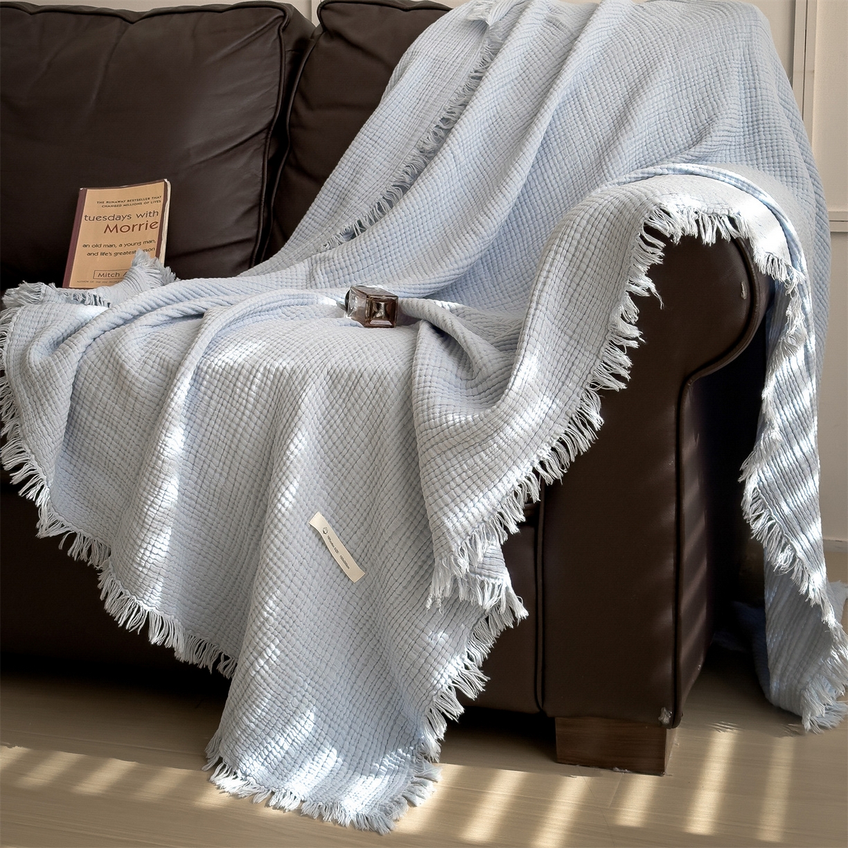 91家纺网 家纺一手货源 找家纺 兄弟坊 2026新款美拉德全棉夏被纱布毯空调毯飞机毯 雅居-星空蓝