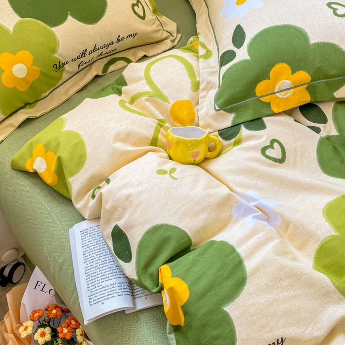 91家纺网 家纺一手货源 找家纺 凌鼎 2025新款喷气加厚磨毛四件套系列1 彼岸花绿