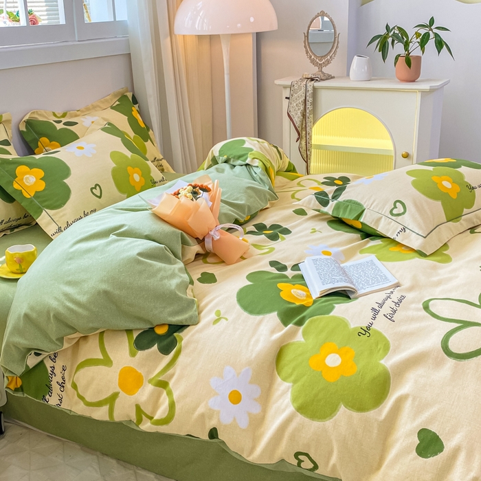 91家纺网 家纺一手货源 找家纺 凌鼎 2025新款喷气加厚磨毛四件套系列1 彼岸花绿