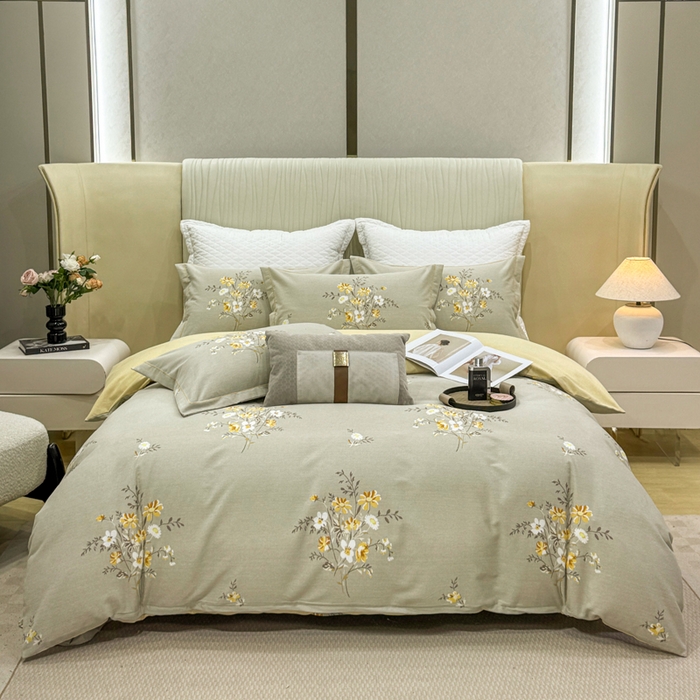 91家纺网 家纺一手货源 找家纺 凌鼎 2025新款喷气加厚磨毛四件套系列1 望夏花艺咖