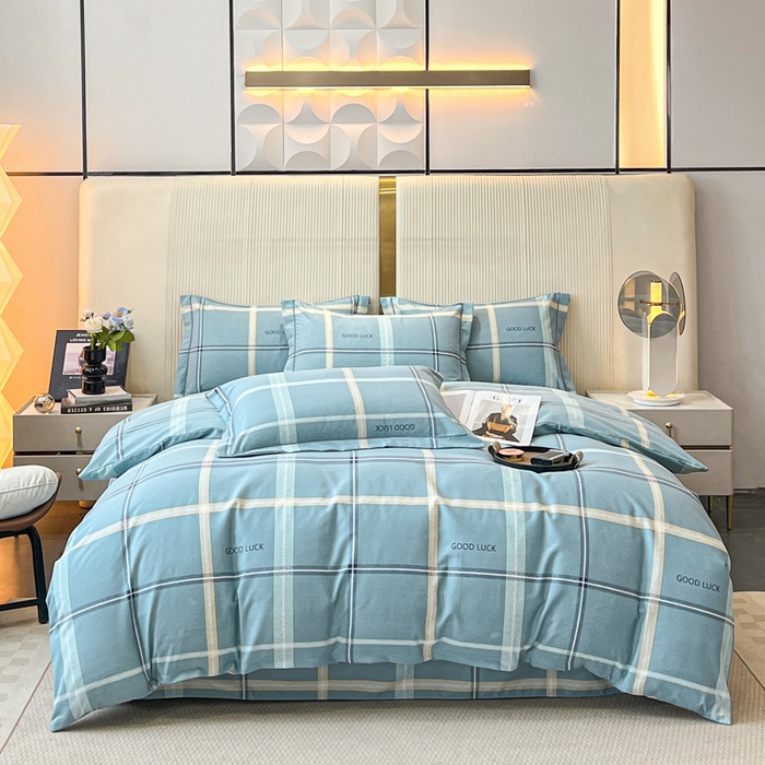 91家纺网 家纺一手货源 找家纺 凌鼎 2025新款喷气加厚磨毛四件套系列1 法兰克蓝