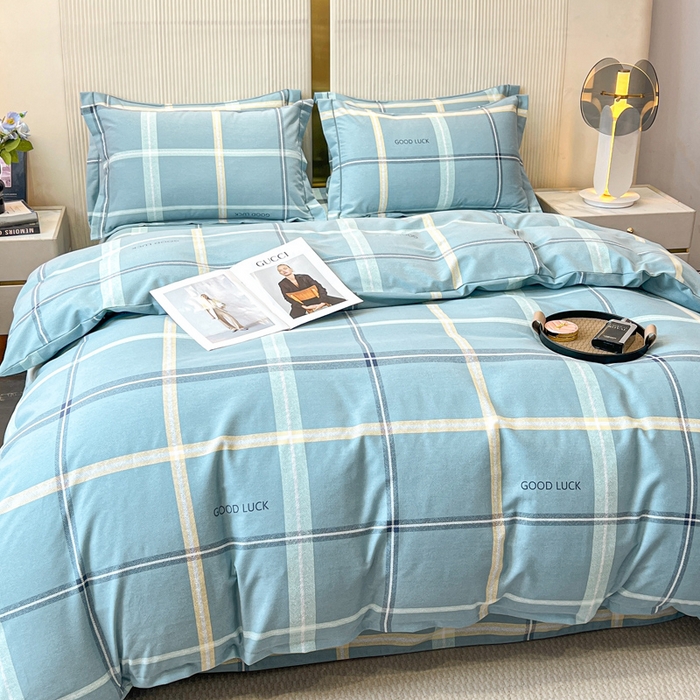 91家纺网 家纺一手货源 找家纺 凌鼎 2025新款喷气加厚磨毛四件套系列1 法兰克蓝