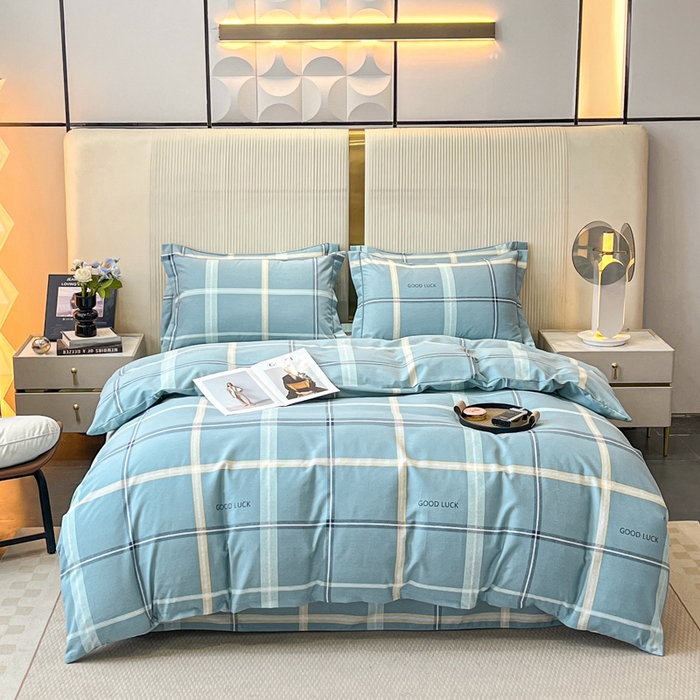 91家纺网 家纺一手货源 找家纺 凌鼎 2025新款喷气加厚磨毛四件套系列1 法兰克蓝