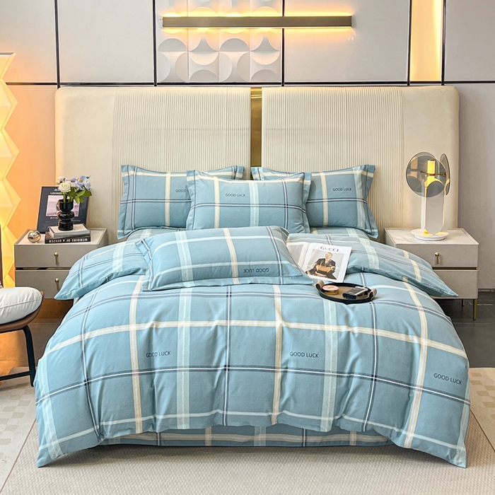 91家纺网 家纺一手货源 找家纺 凌鼎 2025新款喷气加厚磨毛四件套系列1 法兰克蓝