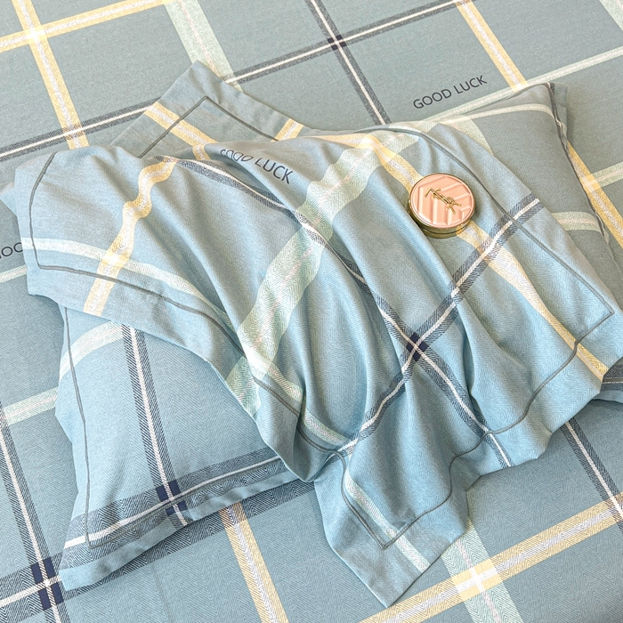 91家纺网 家纺一手货源 找家纺 凌鼎 2025新款喷气加厚磨毛四件套系列1 法兰克蓝