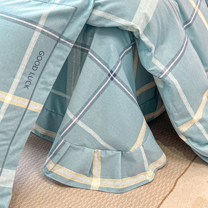 91家纺网 家纺一手货源 找家纺 凌鼎 2025新款喷气加厚磨毛四件套系列1 法兰克蓝