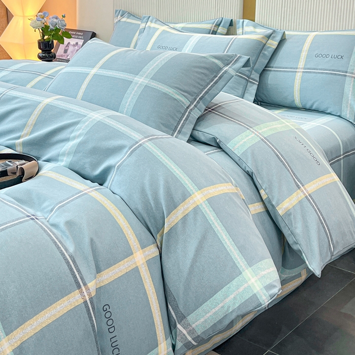 91家纺网 家纺一手货源 找家纺 凌鼎 2025新款喷气加厚磨毛四件套系列1 法兰克蓝