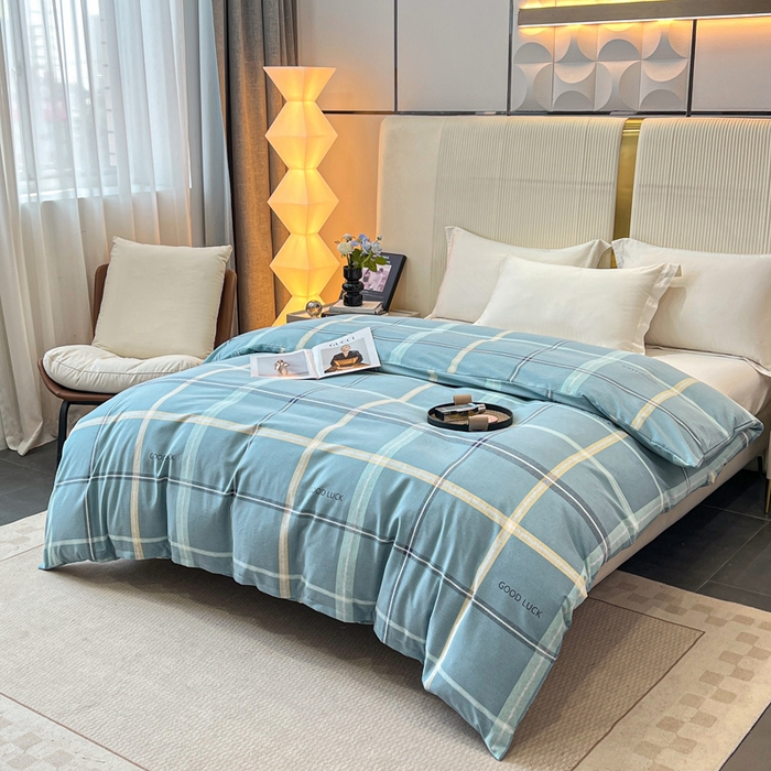 91家纺网 家纺一手货源 找家纺 凌鼎 2025新款喷气加厚磨毛四件套系列1 法兰克蓝