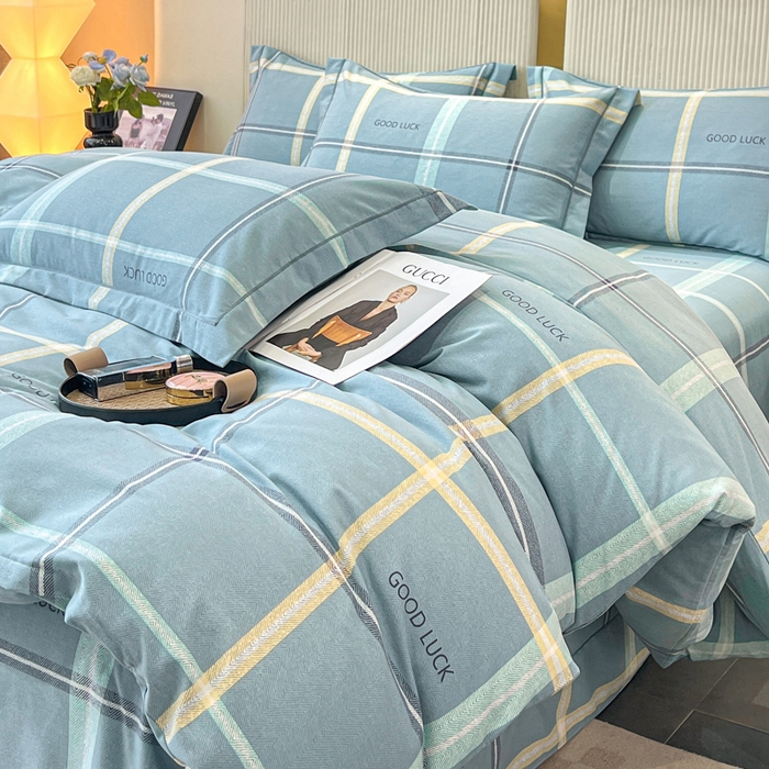 91家纺网 家纺一手货源 找家纺 凌鼎 2025新款喷气加厚磨毛四件套系列1 法兰克蓝