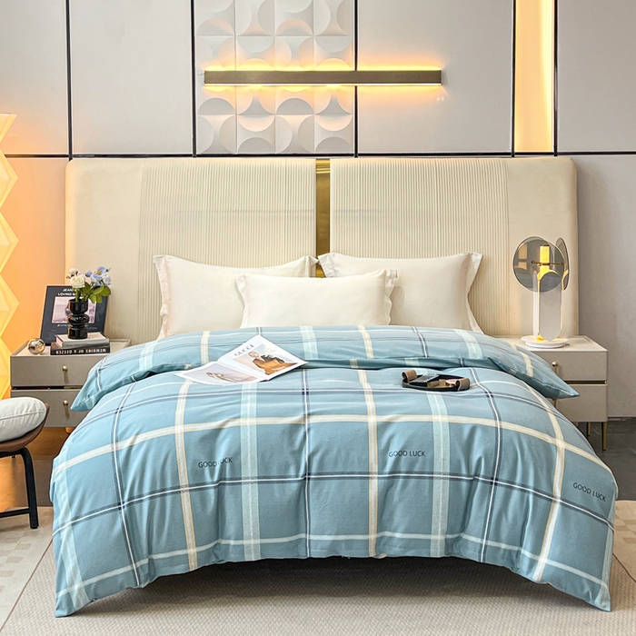 91家纺网 家纺一手货源 找家纺 凌鼎 2025新款喷气加厚磨毛四件套系列1 法兰克蓝