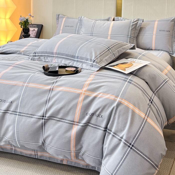 91家纺网 家纺一手货源 找家纺 凌鼎 2025新款喷气加厚磨毛四件套系列1 法兰克灰