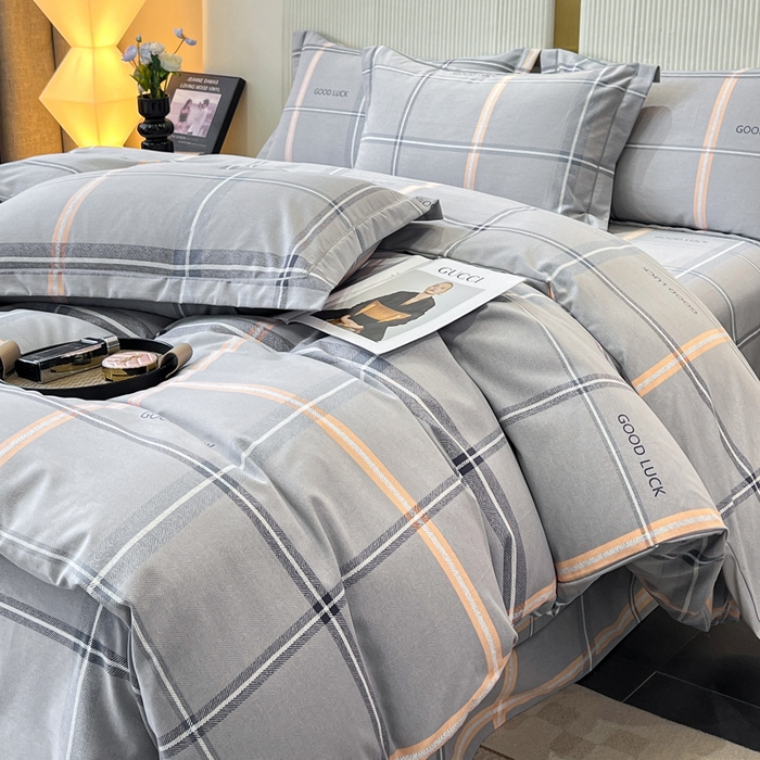 91家纺网 家纺一手货源 找家纺 凌鼎 2025新款喷气加厚磨毛四件套系列1 法兰克灰