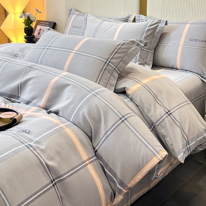 91家纺网 家纺一手货源 找家纺 凌鼎 2025新款喷气加厚磨毛四件套系列1 法兰克灰