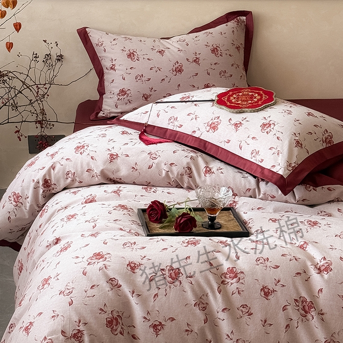 91家纺网 家纺一手货源 找家纺 （总）Mr.pig猪先生水洗棉 2025新款色织提花婚庆四件套-良缘（控价：标准款不能低于408元）