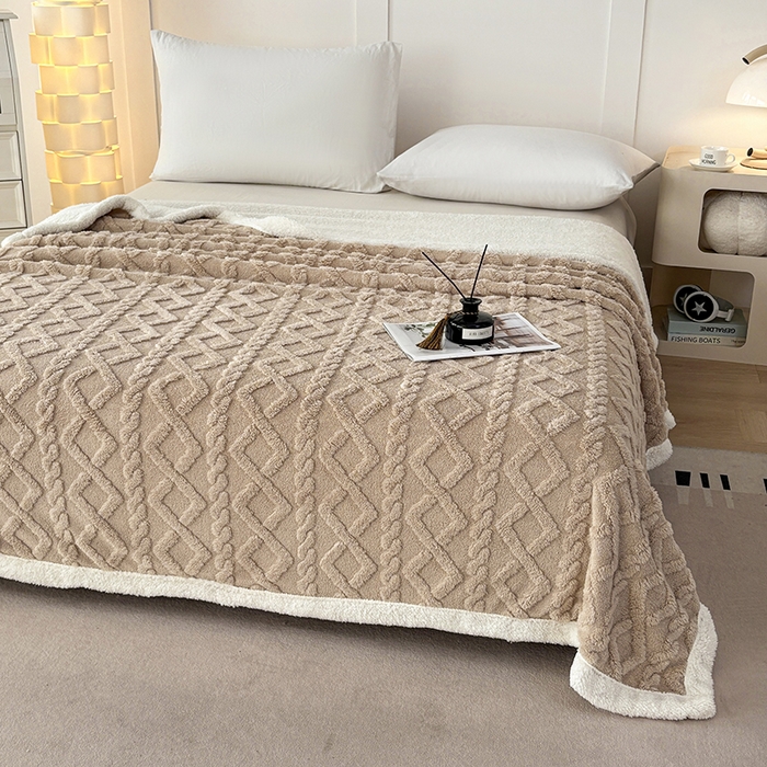 91家纺网 家纺一手货源 找家纺 （总）云尚床笠 2025新款提花大包边AB版塔芙绒羊羔绒毯子舒棉绒四季毛毯毯子