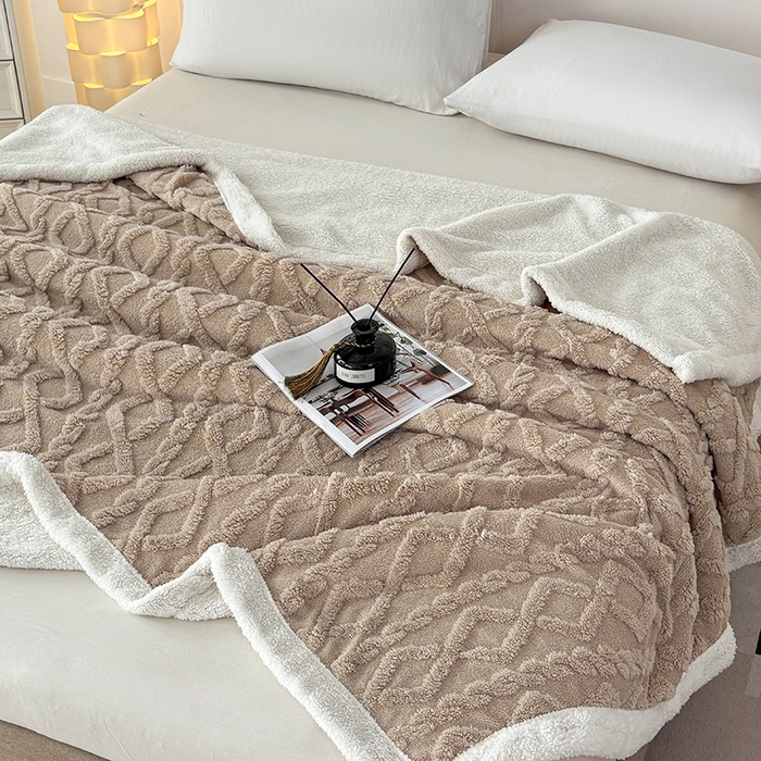 91家纺网 家纺一手货源 找家纺 （总）云尚床笠 2025新款提花大包边AB版塔芙绒羊羔绒毯子舒棉绒四季毛毯毯子