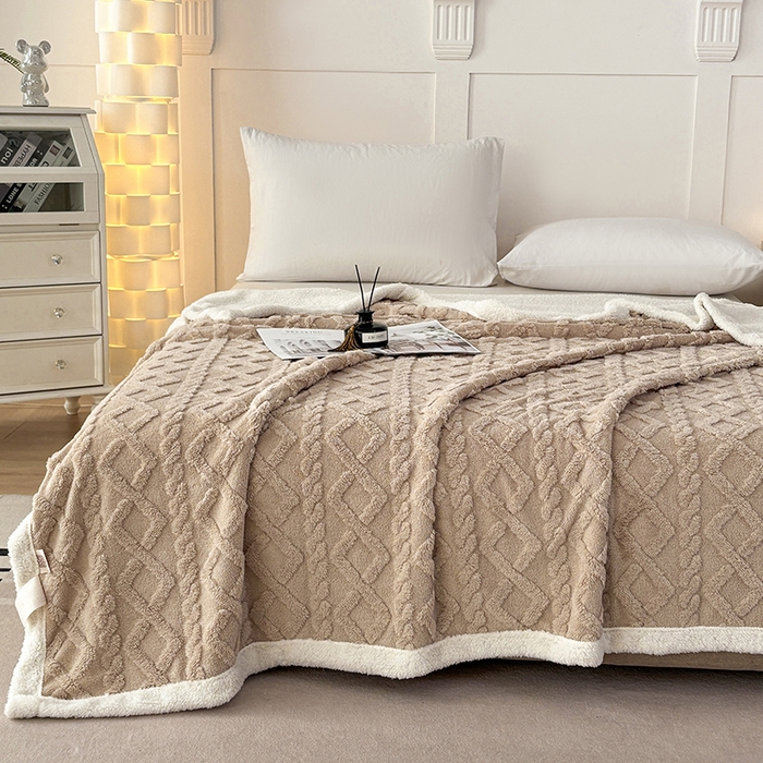91家纺网 家纺一手货源 找家纺 （总）云尚床笠 2025新款提花大包边AB版塔芙绒羊羔绒毯子舒棉绒四季毛毯毯子