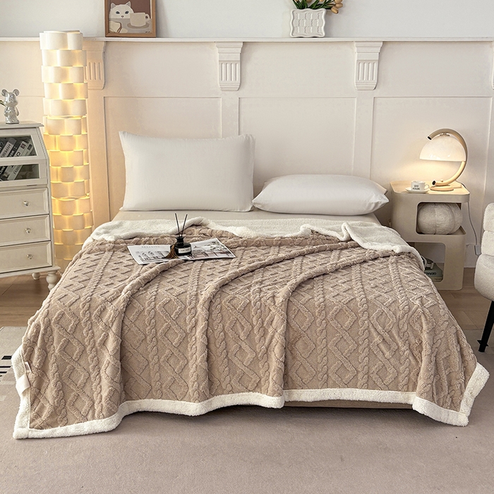 91家纺网 家纺一手货源 找家纺 （总）云尚床笠 2025新款提花大包边AB版塔芙绒羊羔绒毯子舒棉绒四季毛毯毯子