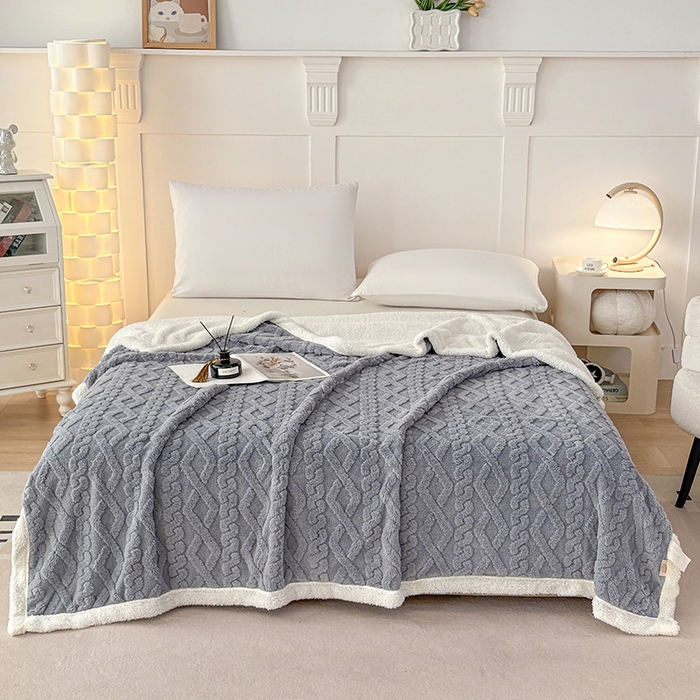 91家纺网 家纺一手货源 找家纺 （总）云尚床笠 2025新款提花大包边AB版塔芙绒羊羔绒毯子舒棉绒四季毛毯毯子