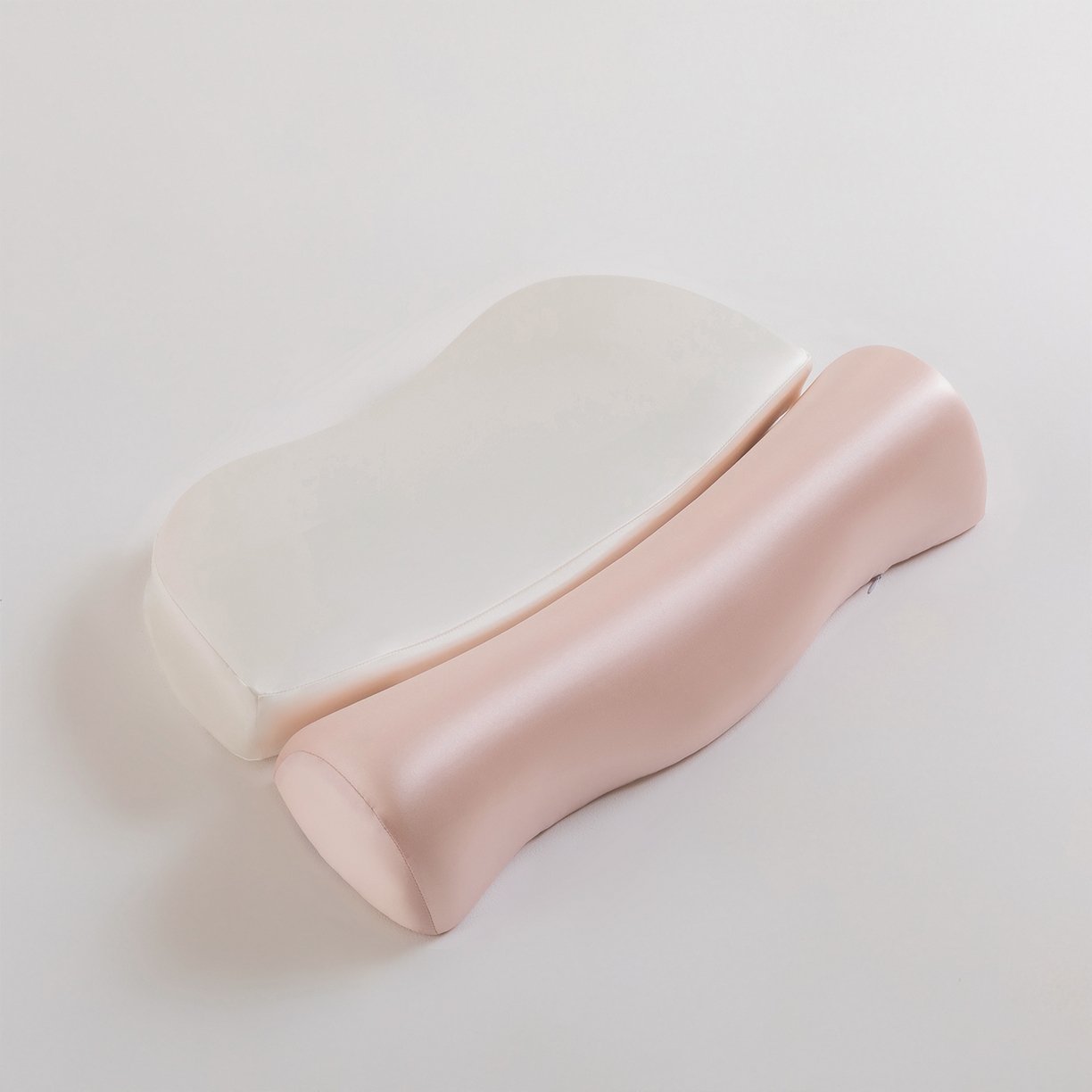 美物匠 2025新款油光布牽引枕枕頭枕芯 白+粉色