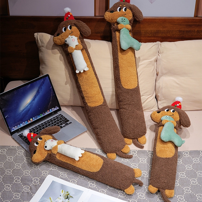 91家纺网 家纺一手货源 找家纺 仟亿莱 2025新款抱娃腊肠狗注水长条热水袋 注水腊肠恐龙 80cm