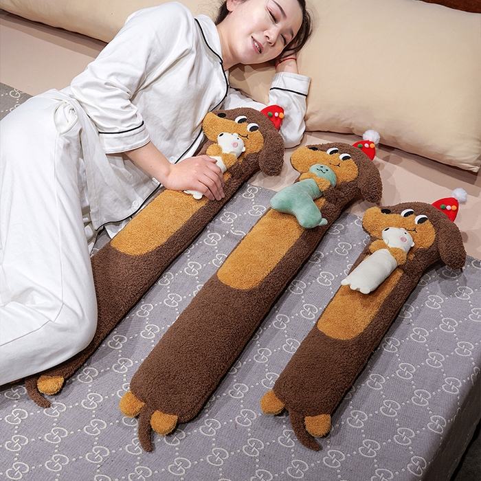 91家纺网 家纺一手货源 找家纺 仟亿莱 2025新款抱娃腊肠狗注水长条热水袋 注水腊肠恐龙 80cm