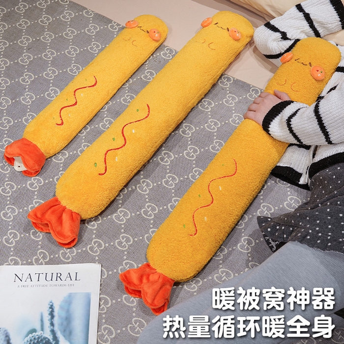 91家纺网 家纺一手货源 找家纺 仟亿莱 2025新款可爱炸虾注水长条热水袋 注水炸虾 75cm