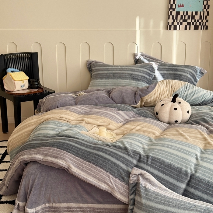 于果 2025新款牛奶绒印花四件套 帕尼拉