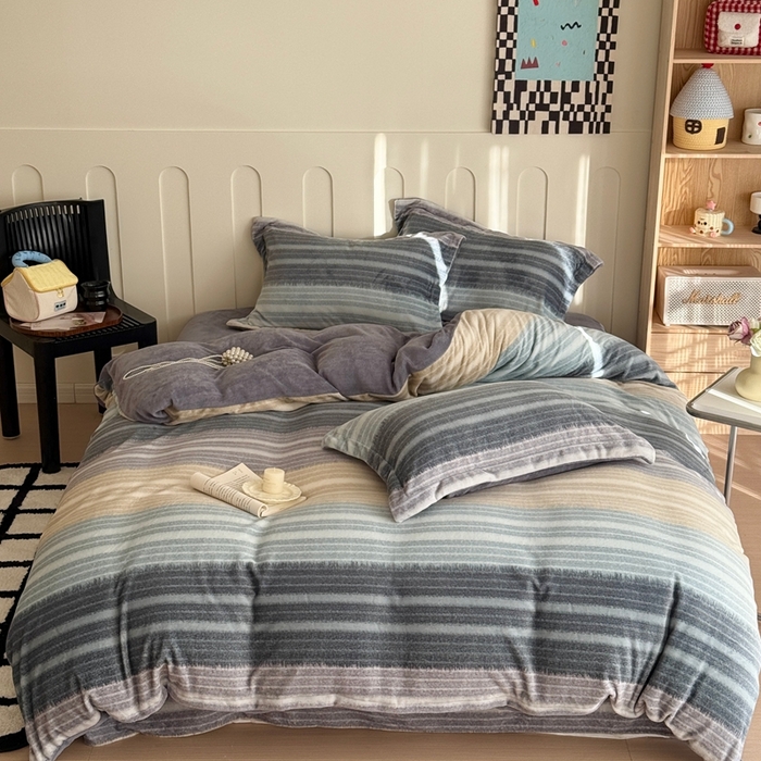 91家纺网 家纺一手货源 找家纺 于果 2025新款牛奶绒印花四件套 帕尼拉