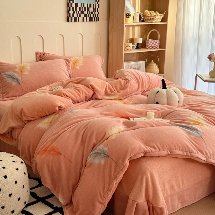 91家纺网 家纺一手货源 找家纺 于果 2025新款牛奶绒印花四件套 羽多吉