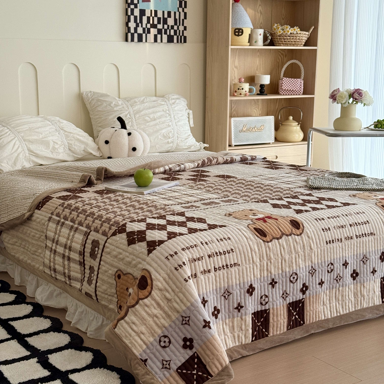 于果 2025新款牛奶绒床盖单床盖床盖单件 布袋熊