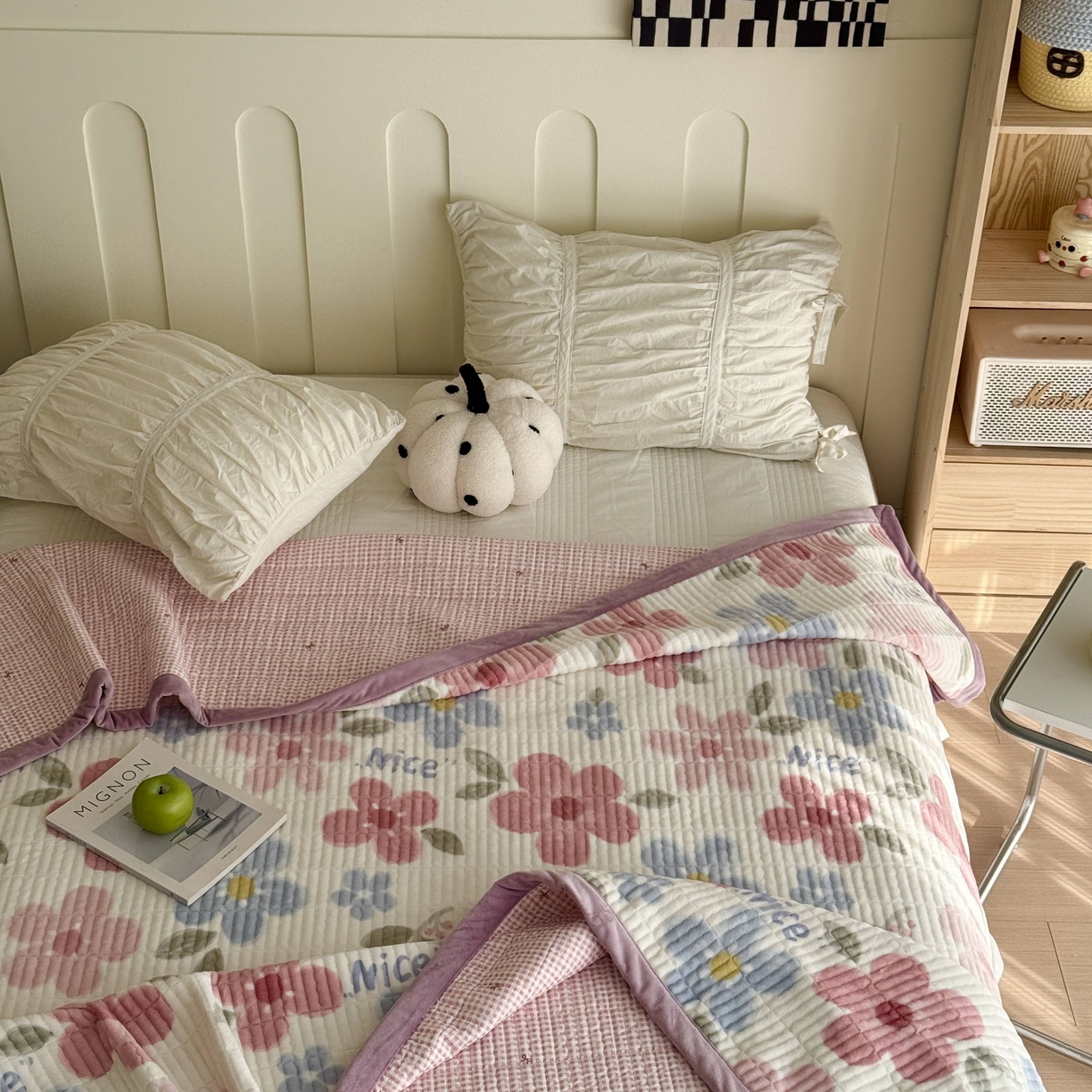 91家纺网 家纺一手货源 找家纺 于果 2025新款牛奶绒床盖单床盖床盖单件 快乐花园