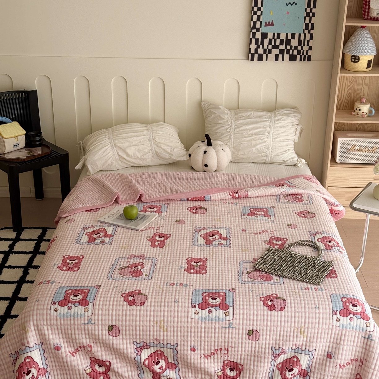 91家纺网 家纺一手货源 找家纺 于果 2025新款牛奶绒床盖单床盖床盖单件 快乐回忆