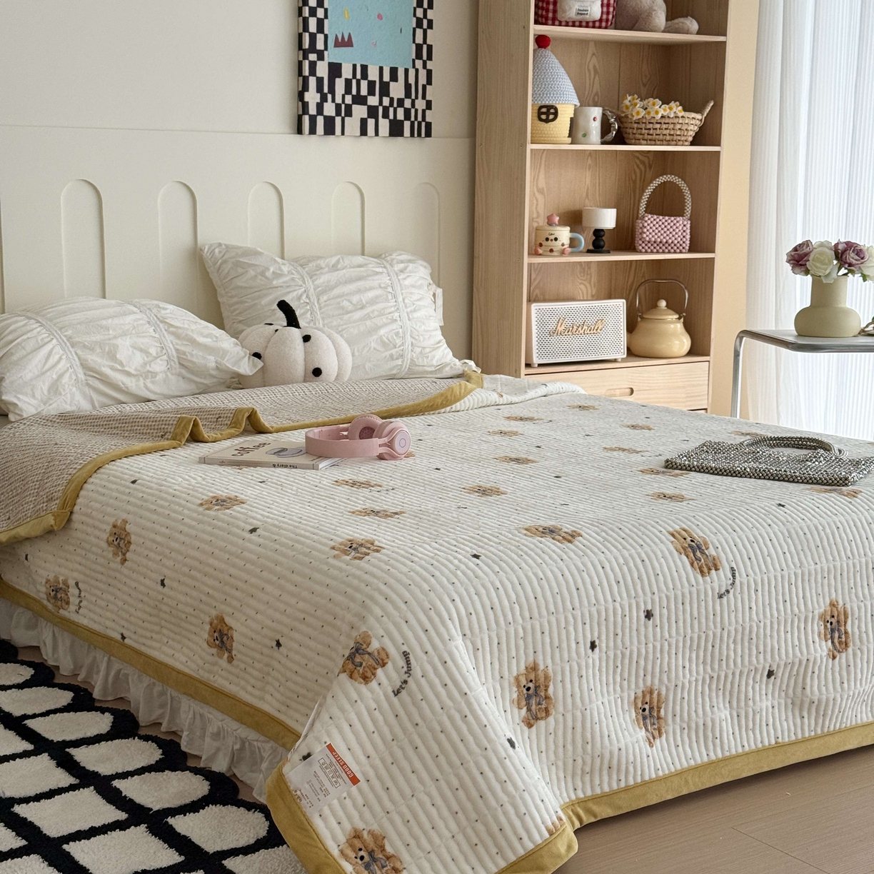 于果 2025新款牛奶绒床盖单床盖床盖单件 星空熊仔