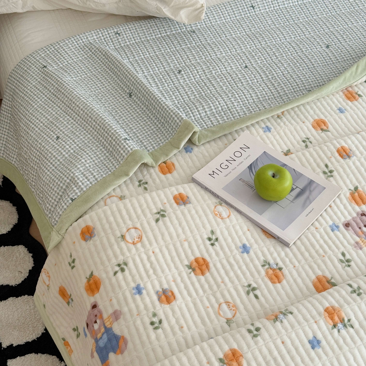 91家纺网 家纺一手货源 找家纺 于果 2025新款牛奶绒床盖单床盖床盖单件 橙香梦境