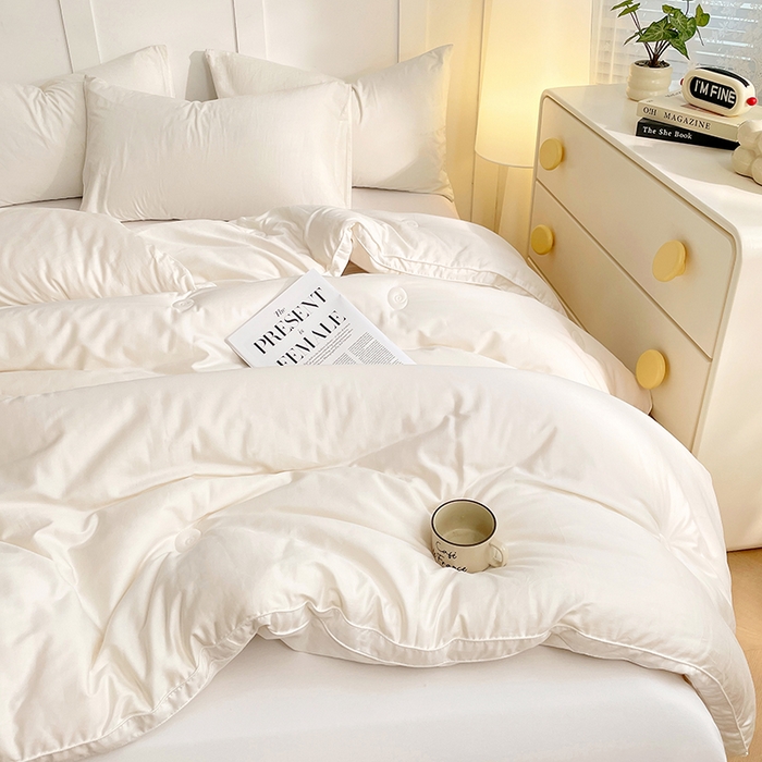 91家纺网 家纺一手货源 找家纺 VIP被业 2025新款60S立体全棉大豆被子被芯 白色