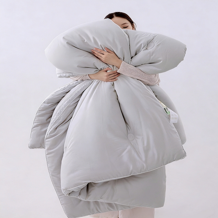 91家纺网 家纺一手货源 找家纺 VIP被业 2025新款60S立体全棉大豆被子被芯 灰色