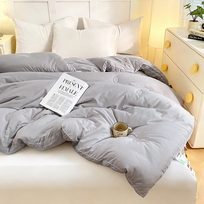 91家纺网 家纺一手货源 找家纺 VIP被业 2025新款60S立体全棉大豆被子被芯 灰色