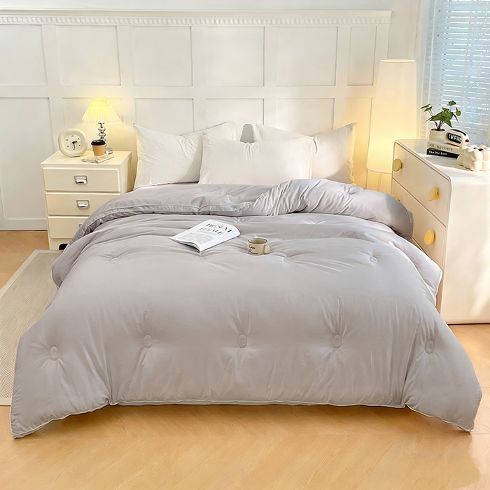 91家纺网 家纺一手货源 找家纺 VIP被业 2025新款60S立体全棉大豆被子被芯 灰色