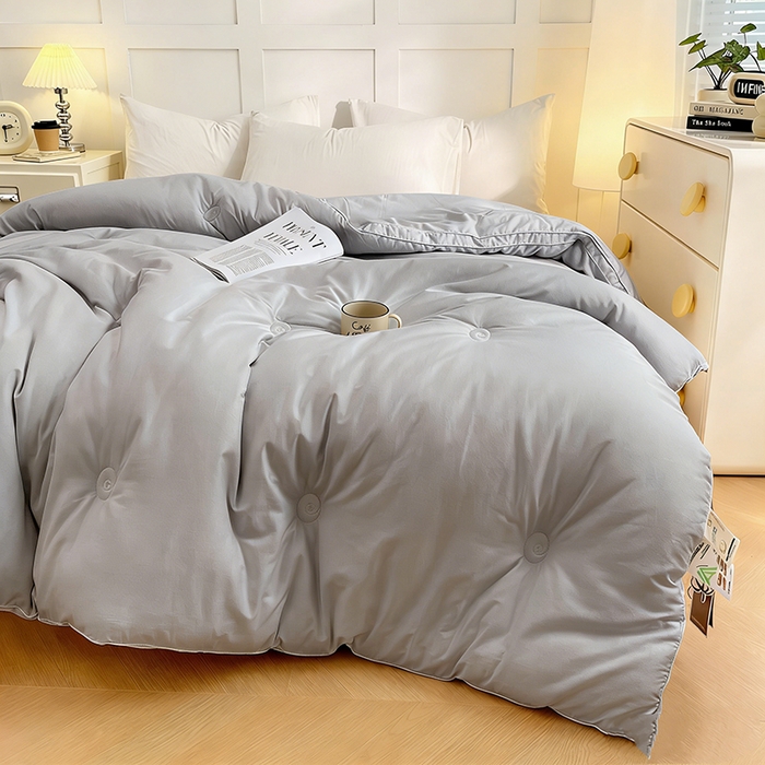 91家纺网 家纺一手货源 找家纺 VIP被业 2025新款60S立体全棉大豆被子被芯 灰色